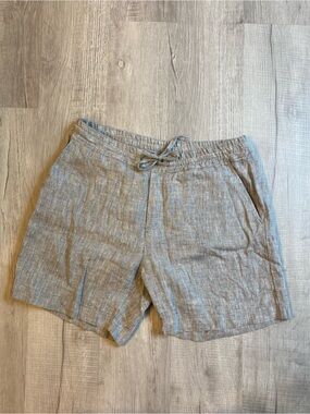 Men's Casual Drawstring Linen-Blend Shorts - Light Gray